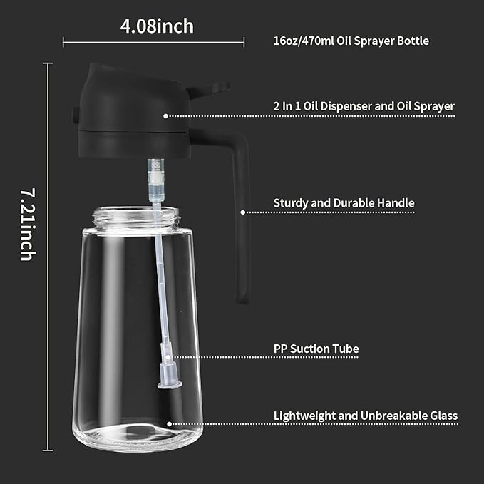 2-in-1 Oil Sprayer Bottle – 500ml